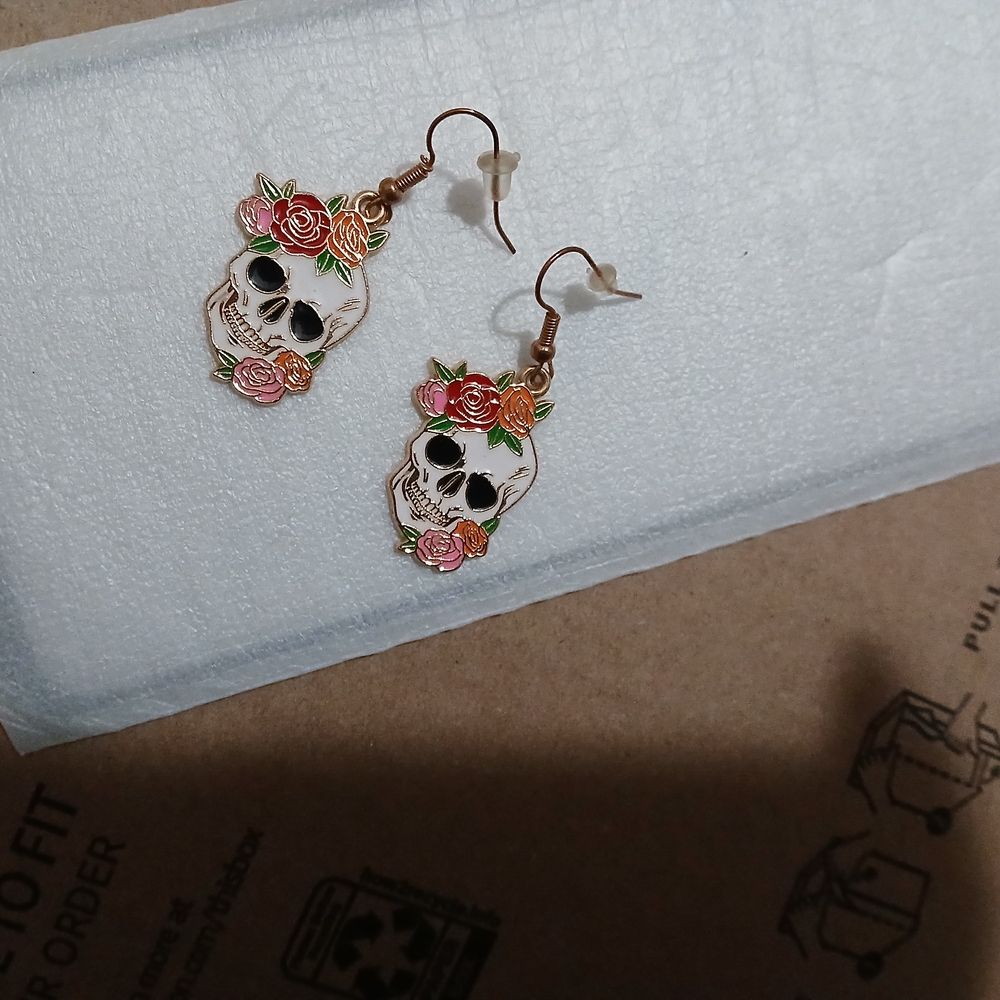 Floral Skull Earrings